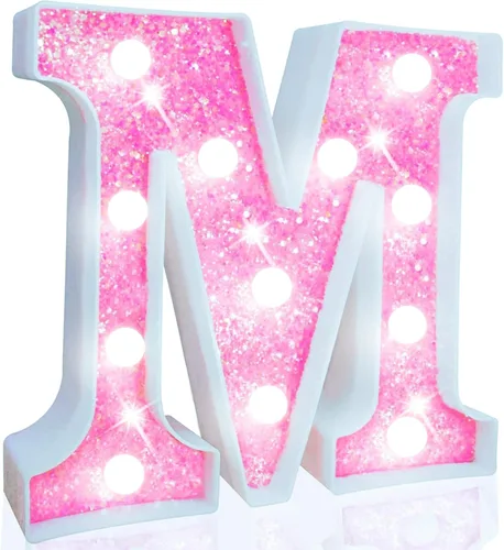 Miniatura 21 de Pooqla Luces de números de marquesina, números de luz rosa para niñas de 10.º cumpleaños, funciona con pilas, luz nocturna de número con purpurina