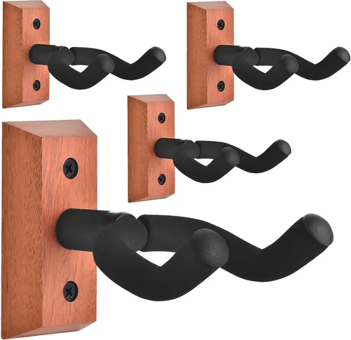 Miniatura 11 de DOMMI Soporte de pared para guitarra 4 unidades, Soporte de guitarra con gancho giratorio suave para guitarras de todos los tamaños, Soporte