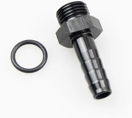 Miniatura 23 de Aluminio -4 AN ORB macho a 1/4 "(6.35mm) Barb Push On Manguera Adaptador Negro
