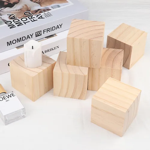 Miniatura 4 de 20 paquetes de bloques de madera para manualidades, bloques de madera de pino de 2.36 pulgadas, bloques de madera de 6 x 6 x 6 cm para pintar