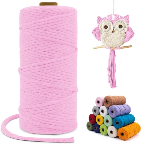 Miniatura 52 de Cuerda de macramé de una sola hebra de 0.197 in x 110 yardas, cuerda de macramé de algodón natural de 0.197 in, cuerda de algodón grueso para colgar