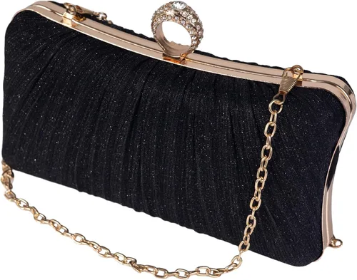 Miniatura 2 de Tukaneeko Bolsos de mano para mujer, bolso cruzado con purpurina, bolso de noche plisado con diamantes de imitación para fiesta, boda, baile