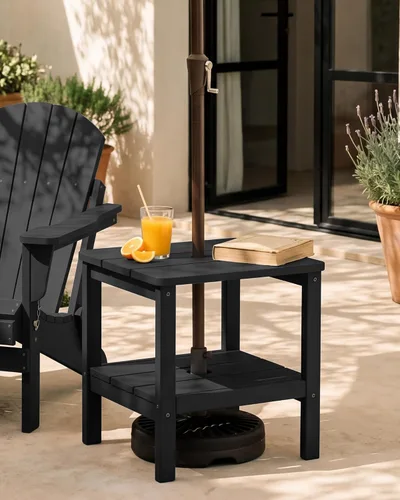 Miniatura 6 de SERWALL Mesa auxiliar Double Adirondack, Mesa auxiliar de forma rectangular, Negra