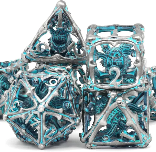 Miniatura 6 de Juego de dados de bala, dados de metal DND, dados de pistola ZHOORQI D6, regalos para D y D, juegos de rol (7 - plata de sangre)