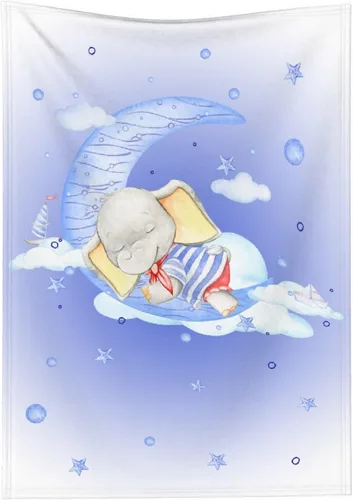 Miniatura 9 de Bonita manta de franela de elefante, ultra suave y acogedora, manta de forro polar ligera y mullida, manta de felpa cálida para sofá, cama, 30 x 40