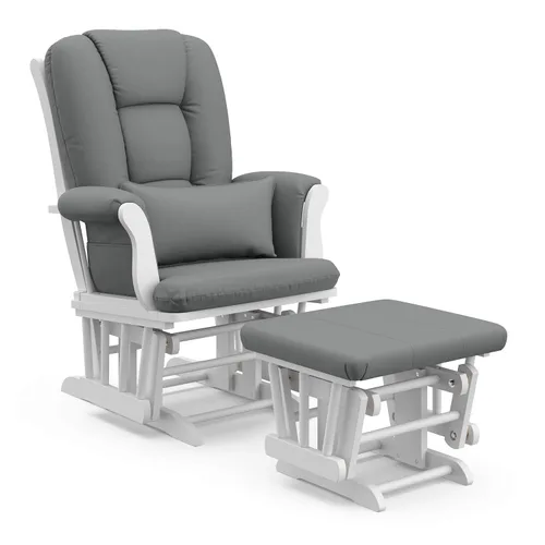 Miniatura 19 de Storkcraft Tuscany - Mecedora y otomana personalizada con almohada lumbar gratis (remolino blanco y gris pizarra) – Silla mecedora cómoda tapizada