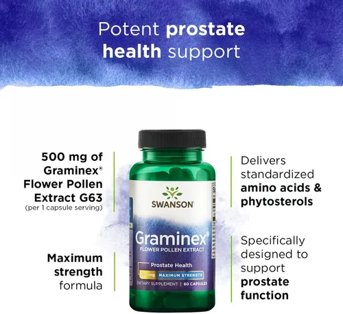 Miniatura 5 de Swanson Graminex Extracto de polen de flores, suplemento de salud masculina para apoyar la salud de próstata, riñón, vejiga y tracto urinario* - Sin