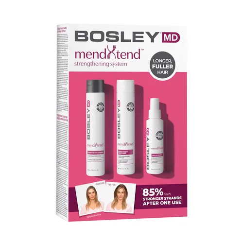 BosleyMD Kit de sistema de fortalecimiento del cabello MendXtend – Champú, acondicionador y tratamiento sin enjuague con biotina, bloqueadores de