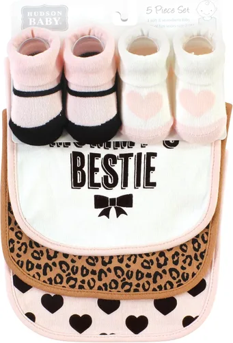 Miniatura 193 de Hudson Baby Conjunto de babero y calcetines unisex de algodón para bebé