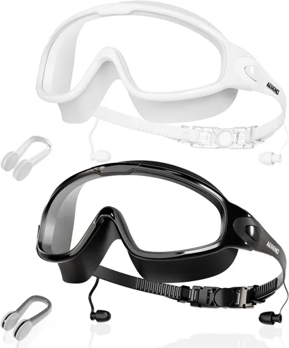 Miniatura 18 de Aegend - Nuevas gafas de natación de visión amplia para adultos, con protección antiniebla/UV, sin fugas, con tapones para los oídos para hombres