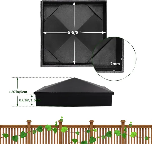 Miniatura 46 de Azdele Tapas de aluminio piramidal de 4 x 4 para postes nominales de madera de 4 x 4 pulgadas (verdadero 3.5 x 3.5 pulgadas), con superficie