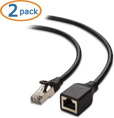 Miniatura 2 de Cable Matters Paquete de 2 cables de extensión Ethernet Cat 6 blindados cortos de 10 Gbps, 1.5 pies