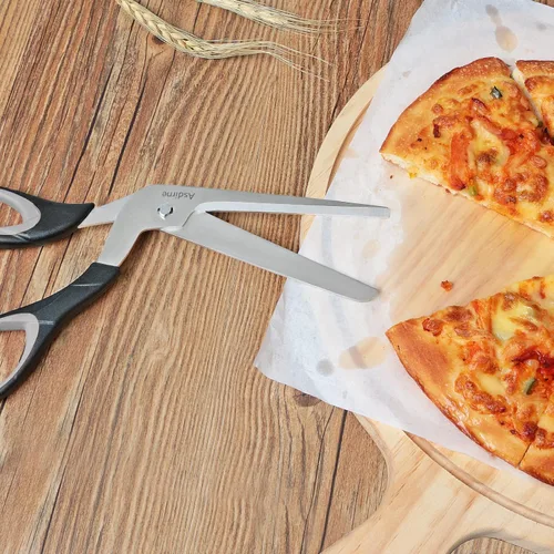 Miniatura 7 de Asdirne Tijeras para pizza, cortador de pizza con hoja desmontable ultra afilada y agarre ergonómico suave, 10.3 pulgadas, negro y gris Negro&gris