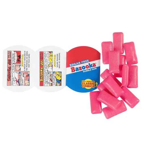 Miniatura 3 de Bazooka Chicle de goma de mascar sin azúcar, goma de mascar a granel en bolsa resellable, 120 unidades en sabor rosa original, a granel sin azúcar