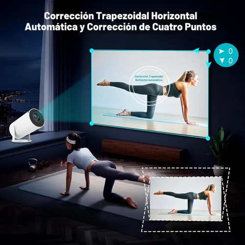 Miniatura 6 de Mini proyector, compatible con proyector portátil 4K 1080P con doble banda WIFI6 5G inalámbrico 5.2 Bluetooth Android 11, 160 lúmenes ANSI, rotación