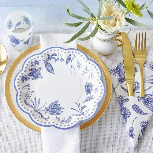 Miniatura 4 de Kate Aspen Blue Willow - Platos decorativos de papel prémium de 7 pulgadas (peso de 350 GSM, juego de 16), perfectos para despedidas de soltera