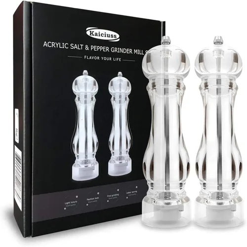 Miniatura 10 de Molinillo de sal y pimienta Arcylic, el mejor molinillo de pimienta con molino ajustable transparente Caja Blanca 1 Pack