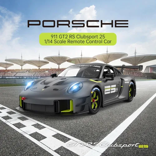 Miniatura 2 de RASTAR Coches RC 1/14 Porsche 911 GT2 RS Clubsport 25 Auto de juguete Porsche con control remoto para niños, gris 2.4GHz