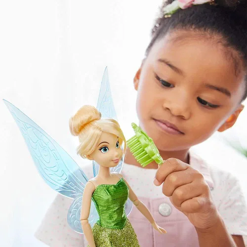 Miniatura 4 de Disney Store Muñeca Clásica Oficial de Disney Princess (Campanita de Peter Pan), 11 Pulgadas, Incluye Cepillo con Detalles Moldeados, Juguete