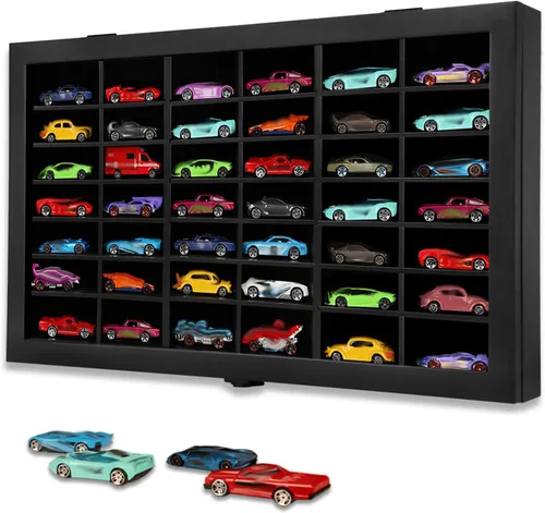 Miniatura 10 de Vitrina de autos de juguete a escala 1/64, vitrina de exhibición de coche fundido a presión, modelo de montaje en pared, gabinete de almacenamiento