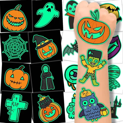 Miniatura 8 de winthrop 120 tatuajes temporales luminosos de Navidad para niños, que brillan en la oscuridad envueltos individualmente, tatuajes de seguridad