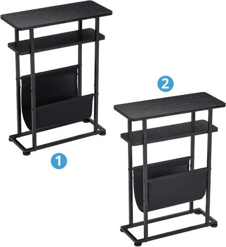 Miniatura 6 de Mesa auxiliar estrecha y pequeña para espacios pequeños, mesa auxiliar delgada con revistero, mesa auxiliar estrecha para sala de estar, sofá
