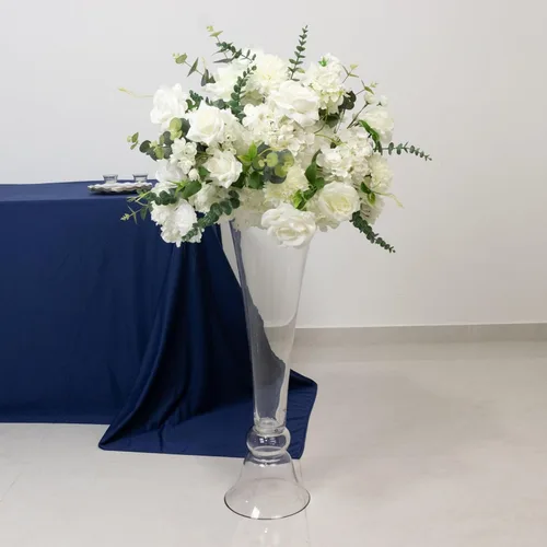 Miniatura 37 de Efavormart - Juego de 2 centros de mesa de trompeta con adornos de cristal transparente de 31 pulgadas, jarrón reversible de plástico para flores