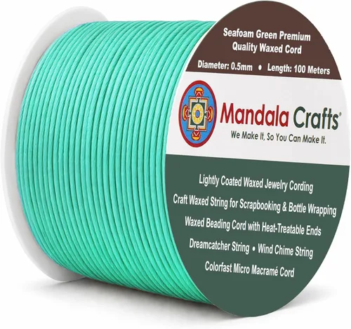 Miniatura 76 de Cuerda Mandala Crafts 0.03 pulgadas 109 yardas para hacer joyería, artesanía, macramé, cuerda de algodón encerado Negro