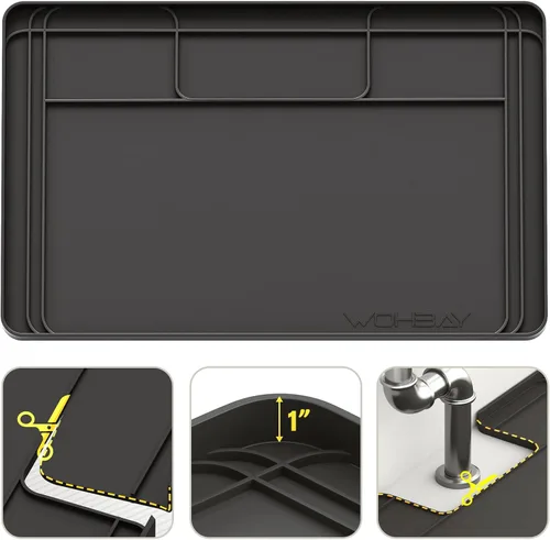 Wohbay Tapetes para debajo del fregadero de cocina, impermeables, cortados para adaptarse a la bandeja de goteo debajo del fregadero para gabinetes