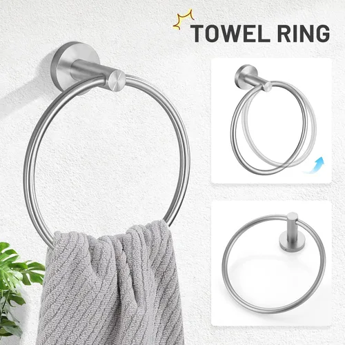 Miniatura 3 de TURS Juego de accesorios de baño de acero cepillado de 5 piezas, juego de barra de toalla de baño de acero inoxidable SUS304, kit de accesorios