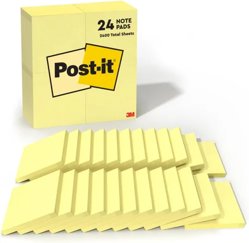 Miniatura 14 de Post-it Notas, 3 x 3 pulgadas, 100 hojas por bloc Amarillo canario 24 blocs, paquete de 8