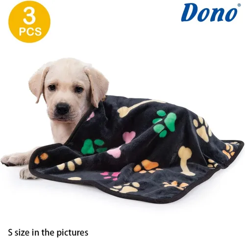 Miniatura 2 de Dono 1 paquete de 3 mantas para perros, manta de forro polar suave y esponjosa para mascotas, tapete cálido para dormir, diseño de huellas