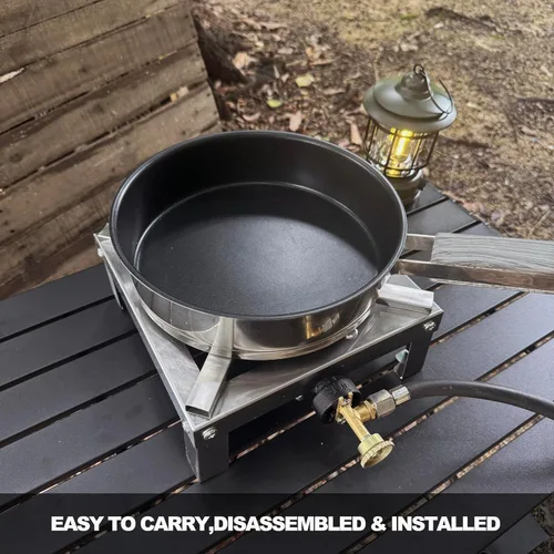 Miniatura 4 de LetFeng - Quemador de gas de acero inoxidable de alta potencia para cocinar al aire libre, quemador de propano único con manguera de 4 pies 0-20