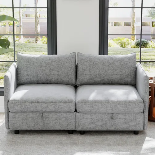 Miniatura 10 de ERYE Sofá modular de 68 pulgadas con asiento profundo, sofá modular de almacenamiento con respaldo y reposabrazos de combinación gratuita, sofá