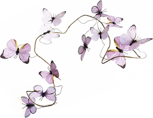 Miniatura 42 de Guirnalda de mariposa artificial, enredaderas decorativas de mariposa falsas, decoración colgante de mariposa única en 3D para pared del hogar, Azul