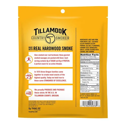 Miniatura 2 de Tillamook Country Smoker Salchicha ahumada, cero azúcar, original, 4 onzas (paquete de 2) salchichas ahumadas de madera dura, baja en carbohidratos