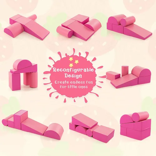 Miniatura 6 de Costzon 5 piezas de juguetes de escalada para niños pequeños, estructura de juego de bloques de espuma suave, escaladores para el desarrollo Rosa