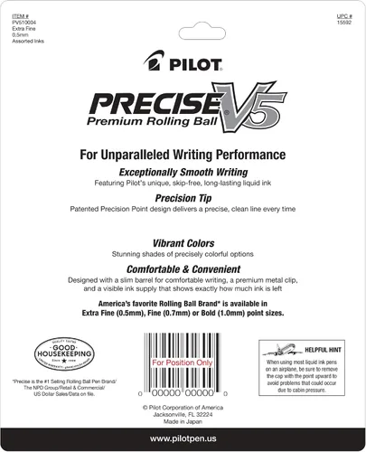 Miniatura 9 de PILOT Precise V5 - Bolígrafo de punta extra fina, 0.020 in, paquete de 5 bolígrafos de tinta líquida negros y 5 azules