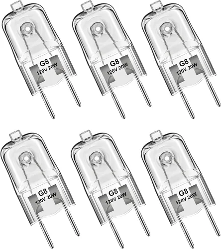Miniatura 9 de Bombillas halógenas Flaspar G8, bombilla halógena de 20 W G8 con base de doble clavija, bombilla de 120 V regulable T4 tipo JCD para luz de campana