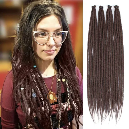Miniatura 14 de Kraler - Extensiones de rastas de 22 pulgadas con 40 hebras, trenzadas a mano, estilo reggae, de color blanco perla, sintéticas, de 0,6 cm de ancho