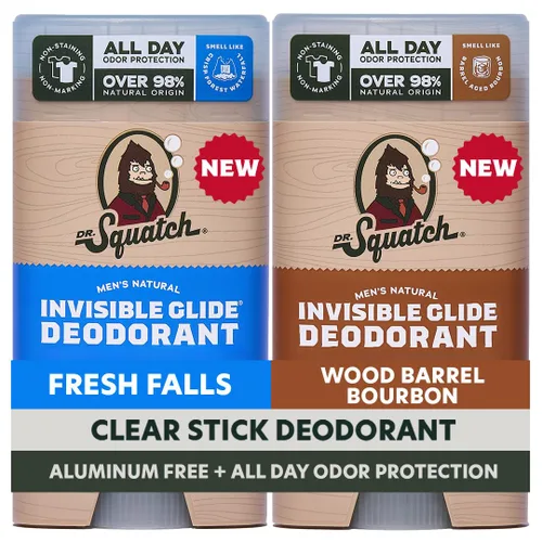 Dr. Squatch Invisible Glide Natural Desodorante para hombre, deslizamiento suave, sin manchas, desodorante sin aluminio para hombres, seguro para