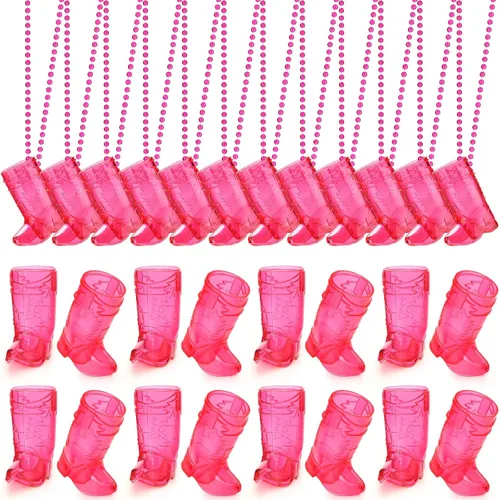 Miniatura 16 de Sieral 12 piezas de vasos de chupito de bota en collar con cuentas, vaso de chupito de vaquera de plástico, collar de vaso de chupito para novia