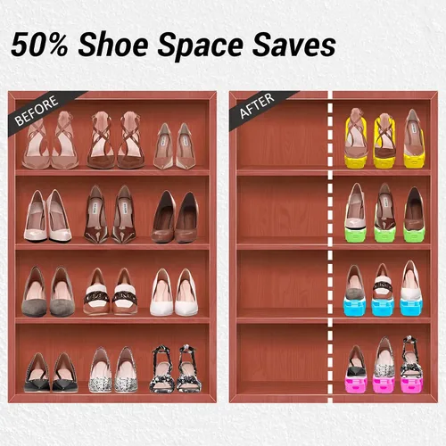 Miniatura 2 de Shoepal - Organizador de ranuras para zapatos, apilador ajustable y ahorro de espacio de almacenamiento, soporte de zapatos de doble cubierta
