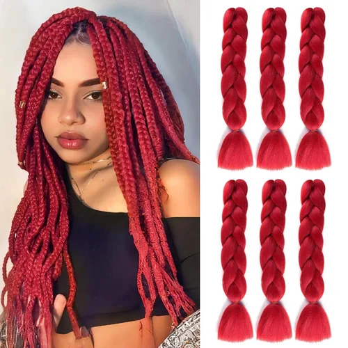 Miniatura 13 de Extensiones de cabello sintético para trenzar ombré, extensiones de cabello sintético jumbo para trenzas, de alta temperatura
