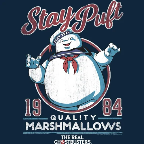 Miniatura 2 de The Real Ghostbusters Staypuft - Camiseta para adulto, Azul marino jaspeado