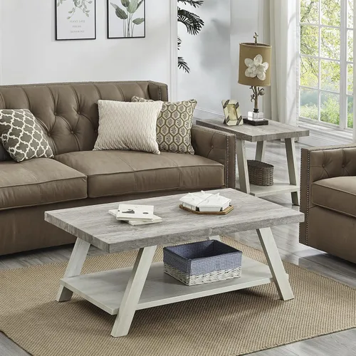 Miniatura 3 de Roundhill Furniture Atenas Juego de mesa de café de 3 piezas de estante de madera contemporánea, negro