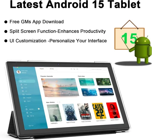 Miniatura 2 de Tablet Android 15, tabletas 2 en 1 de 10 pulgadas con teclado, 18 GB de RAM 128 GB ROM 2 TB Expand, CPU de cuatro núcleos de 2.0 GHz, 5G WiFi 6