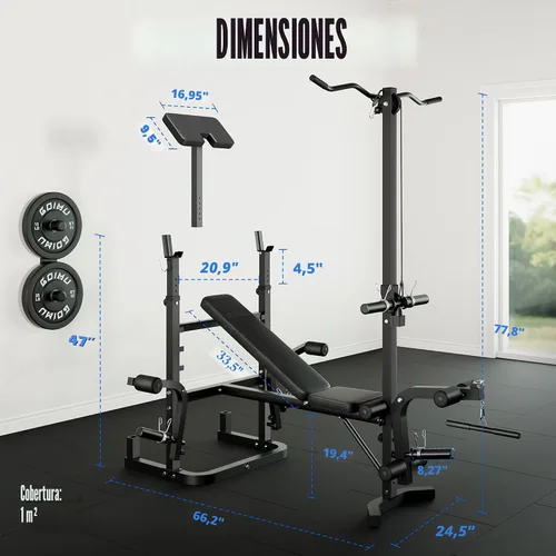 Miniatura 8 de Z3 - Juego de banco de pesas olímpico de 900 libras con extensión de piernas, prensa de entrenamiento 9 en 1 con almohadilla de curl de predicador