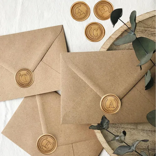 Miniatura 2 de 50 calcomanías de sello de cera inicial, autoadhesivas, letra A del alfabeto para invitaciones de bodas, regalo personalizado hecho a mano