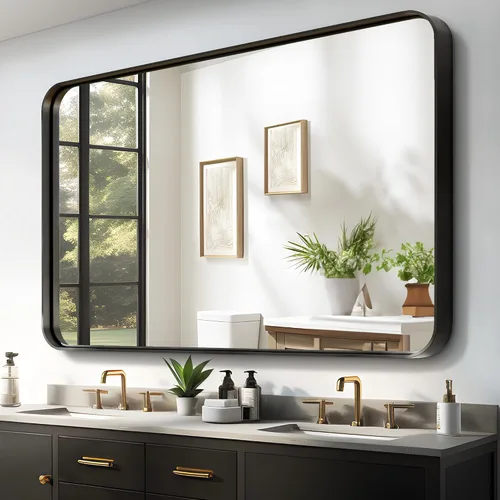 Miniatura 9 de NicBex Espejo de tocador de baño de 32 x 22 pulgadas, espejo de pared con marco de aleación para tocador de baño, dormitorio, pasillo y decoración